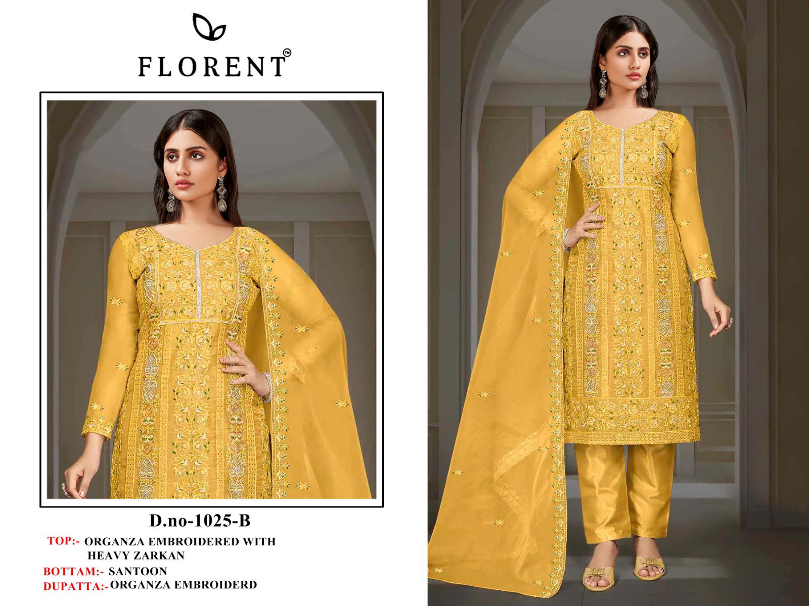 Florent 1025 A To D Organza Embroidered Pakistani Salwar Kameez